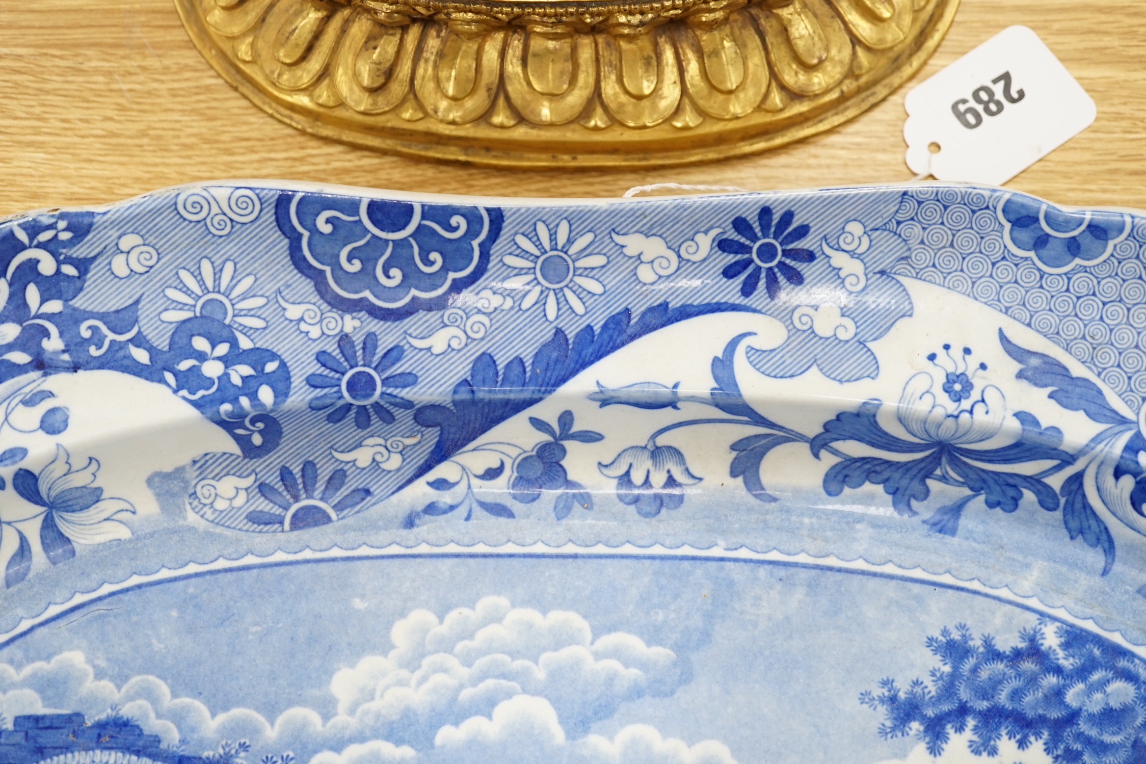 A 19th century Spode Italian blue and white serving platter, c.1820, 57cm wide